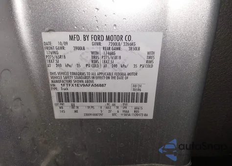 2010 Ford F-150 Fx4/Lariat/Xl/Xlt from USA, damaged, VIN 1FTFX1EV9AFA56887